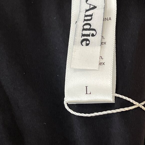 Andie Ribbed Banded Cheeky Bikini Bottom Women’s Size L Black Swim NWT - Picture 3 of 6